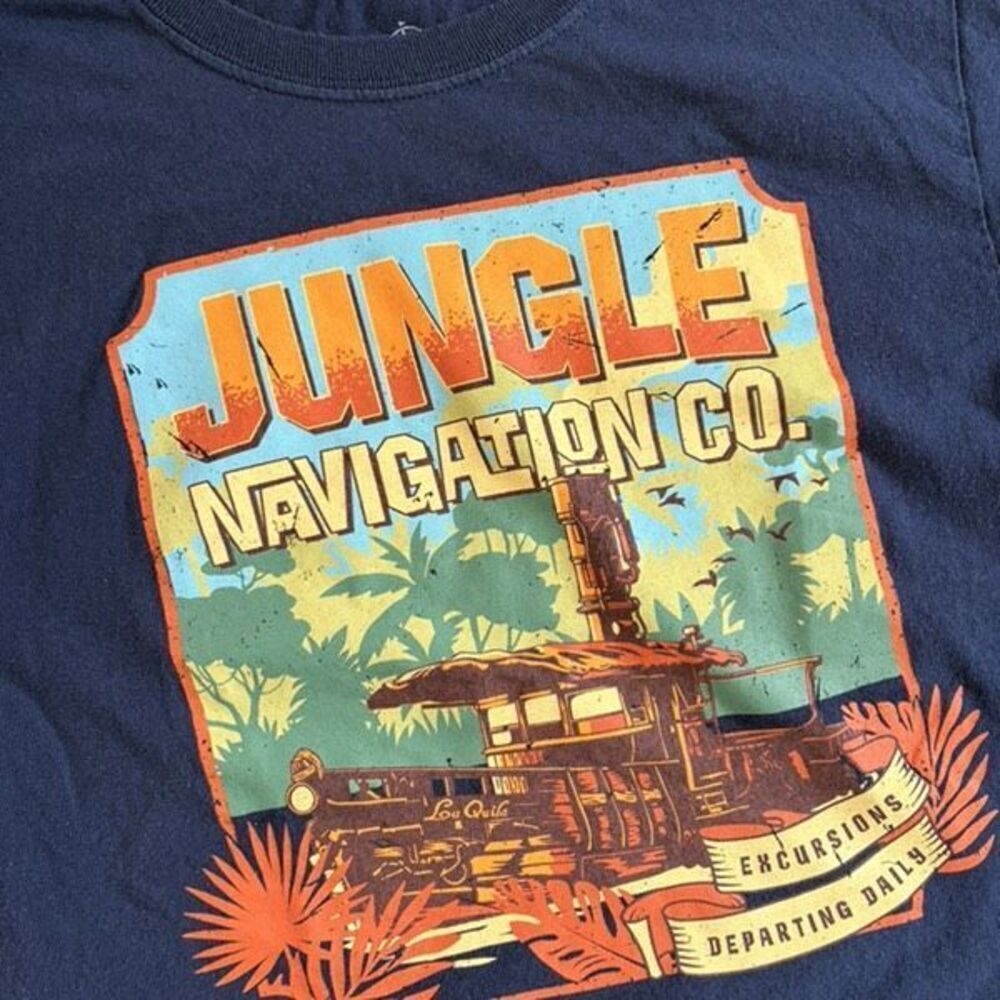Disney Jungle Navigation Co Graphic T-Shirt Navy Kids Size M (7/8)